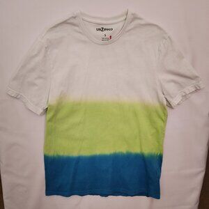 Pre-owned good condition men size small cotton neon green blue striped t shirt